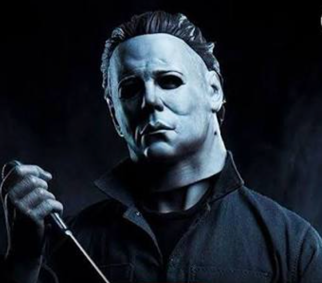 Michael Myers character artwork in blue lighting